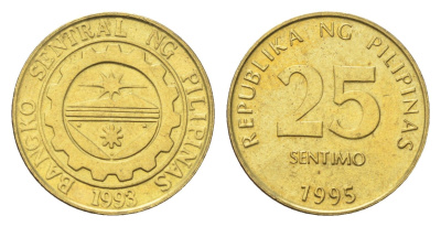 Филиппины 25 сентимо 1995 KM 271 латунь UNC 4705-757