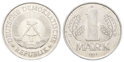 ГДР 1 марка 1977 KM 35.2 алюминий aUNC 4699-954