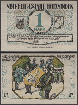 Хольцминден 1 марка 1921 DeNG 2 625.1-4/14 бумага UNC (пресс) 8595-43-3-2