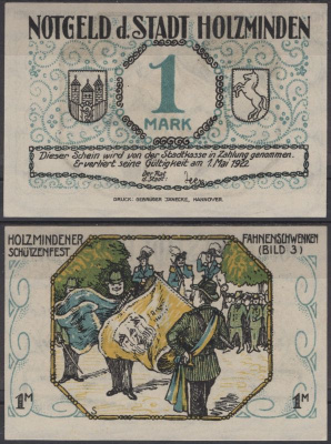 Хольцминден 1 марка 1921 DeNG 2 625.1-4/14 бумага UNC (пресс) 8595-43-3-2