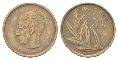 Бельгия 20 франков 1981 Belgique, Бодуэн I (1951-1993) KM 159 никель латунь 4704-1214