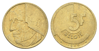 Бельгия 5 франков 1986 Belgie, Бодуэн I (1951-1993) KM 164 медь алюминий никель 4706-257