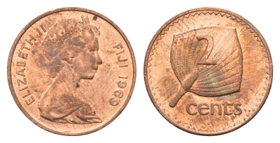 Фиджи 2 цента 1969 KM 28 бронза UNC 4697-663