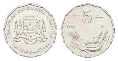 Сомали 5 центов 1976 год-тип KM 24 алюминий UNC 4702-758