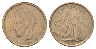 Бельгия 20 франков 1982 Belgie, Бодуэн I (1951-1993) KM 160 никель латунь 4704-1253