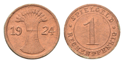 Германия игровой жетон в 1 рентенпфенниг 1924 диаметр 17 мм картон 4702-942