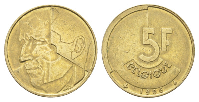 Бельгия 5 франков 1986 Belgique, Бодуэн I (1951-1993) KM 163 медь алюминий никель 4706-213