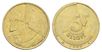 Бельгия 5 франков 1986 Belgie, Бодуэн I (1951-1993) KM 164 медь алюминий никель 4706-252