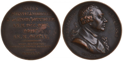 ФРАНЦИЯ МЕДАЛЬ 1820 ФРИДРИХ КЛОПСТОК, диаметр 41 мм., вес 35 гр. Lange 1049 бронза 1081-9-62
