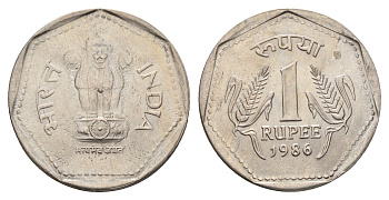 Индия 1 рупия 1986 KM 79.1 медно-никель UNC 4699-343