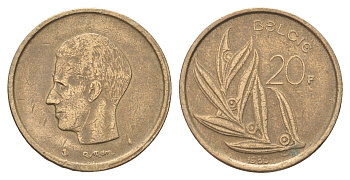 Бельгия 20 франков 1980 Belgie, Бодуэн I (1951-1993) KM 160 никель латунь 4704-1242