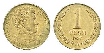 Чили 1 песо 1987 KM 216 алюминиевая бронза UNC 4689-148