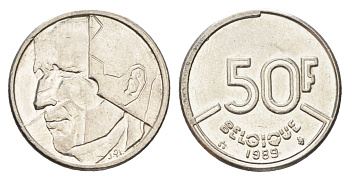 Бельгия 50 франков 1989 Belgique, Бодуэн I (1951-1993) KM 168 никель 4706-125