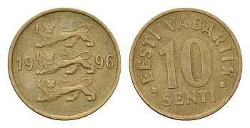 Эстония 10 сентов 1996 KM 22 латунь 4696-154