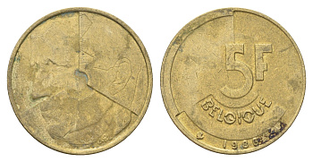 Бельгия 5 франков 1986 Belgique, Бодуэн I (1951-1993) KM 163 медь алюминий никель 4706-156