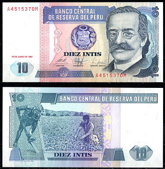Перу 10 инти 1987 Pick 129 бумага UNC (пресс) 6294-36-4-2