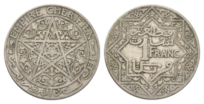 Марокко 1 франк 1921 Y 36 никель 4704-122