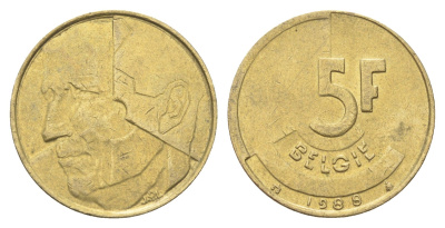 Бельгия 5 франков 1988 Belgie, Бодуэн I (1951-1993) KM 164 медь алюминий никель 4706-332