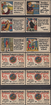 Любек полный набор из 6 нотгельдов (50 пфеннигов) 1921 DeNG 2 828.1 бумага UNC (пресс) 7556-20-3-2