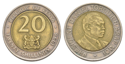 Кения 20 шиллингов 1998 Дэниэл арап Мои KM 32 биметалл 4544-1014
