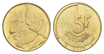 Бельгия 5 франков 1986 Belgique, Бодуэн I (1951-1993) KM 163 медь алюминий никель 4706-223