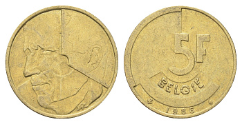 Бельгия 5 франков 1986 Belgie, Бодуэн I (1951-1993) KM 164 медь алюминий никель 4706-255