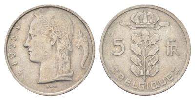 Бельгия 5 франков 1972 Belgique, Бодуэн I (1951-1993) KM 134 медно-никель 4704-1055