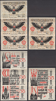 Любек полный набор из 5 нотгельдов (50 пфеннигов, 1/2 марки) 1921 DeNG 2 831.2 бумага UNC (пресс) 7556-20-1-1
