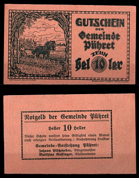 Австрия, Пюрет 10 геллеров 1920 бумага UNC (пресс) 2193-8-3-2