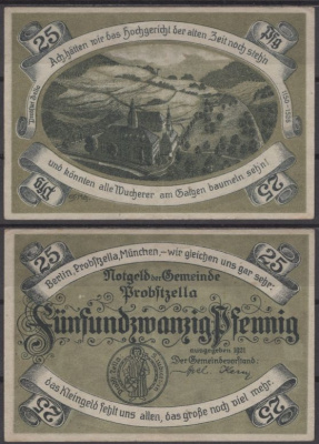 Пробсцелла 25 пфеннигов ND (1921) DeNG 1 1078.1-1/2 бумага 8595-2-3-1
