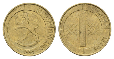 Финляндия 1 марка 1994 KM 76 алюминиевая бронза 4703-617