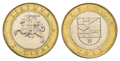 Литва 2 лита 2012 Курорты Литвы - Неринга KM 185.1 биметалл UNC 4695-451