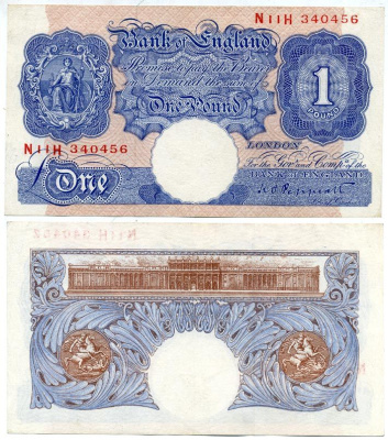 АНГЛИЯ 1 ФУНТ 1940-1948 K.O. PEPPIATT Pick 367а бумага 000-000-00