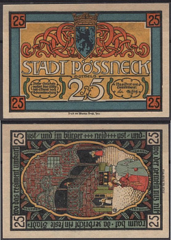 Плён 25 пфеннигов ND (1921) бумага UNC (пресс) 2193-51-1-2