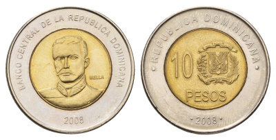 Доминикана (Доминиканская Республика) 10 песо 2008 KM 106 биметалл UNC 4693-147