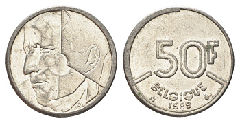 Бельгия 50 франков 1989 Belgique, Бодуэн I (1951-1993) KM 168 никель 4706-121