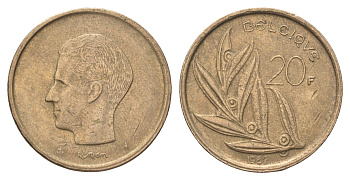 Бельгия 20 франков 1982 Belgique, Бодуэн I (1951-1993) KM 159 никель латунь 4704-1225