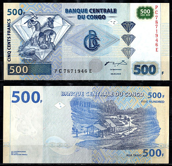 ДР Конго 500 франков 2002 Pick 96 B бумага UNC (пресс) 7487-66-3-2