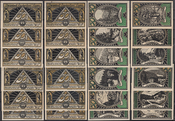 Лаутенталь полный набор из 12 нотгельдов (50 пфеннигов) 1921 Grabowski 778.2 бумага UNC (пресс) 2193-1-1-1