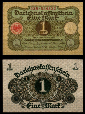 Германия 1 марка 1920 Pick 58 бумага 7198-2-1-1
