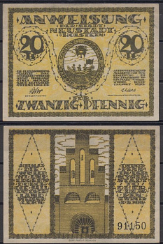 Нойштадт 20 пфеннигов 1920 Tieste 4950.05.05 бумага UNC (пресс) 8612-21-1-2