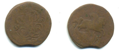 РОССИЯ 1 КОПЕЙКА 1760 медь 61-836