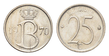 Бельгия 25 сантимов 1970 Belgique KM 153 медно-никель 4702-1044