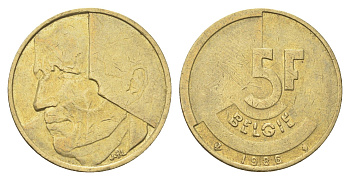Бельгия 5 франков 1986 Belgie, Бодуэн I (1951-1993) KM 164 медь алюминий никель 4706-253