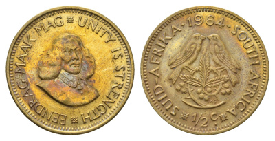 ЮАР 1/2 цента 1964 Ян ван Рибек KM 56 латунь 4693-537