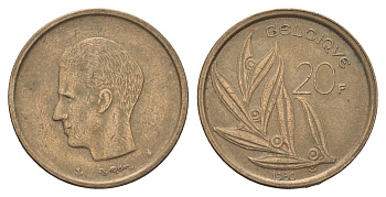 Бельгия 20 франков 1980 Belgique, Бодуэн I (1951-1993) KM 159 никель латунь 4704-1152