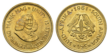 ЮАР 1/2 цента 1961 Ян ван Рибек KM 56 латунь UNC 4693-453