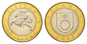 Литва 2 лита 2012 Курорты Литвы - Паланга KM 186.1 биметалл UNC 4695-457