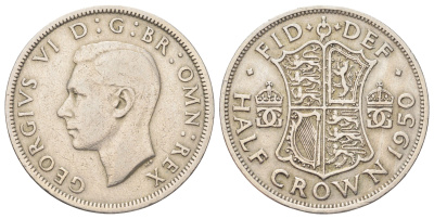 Великобритания 1/2 кроны 1950 Георг VI (1936-1952) KM 879, Spink 4106 медно-никель 4185-1134