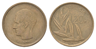 Бельгия 20 франков 1980 Belgie, Бодуэн I (1951-1993) KM 160 никель латунь 4704-1236